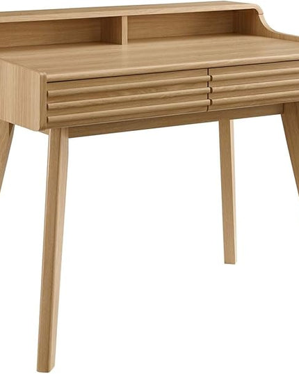 Modway Render Mid-Century Modern Office, Writing Desk, Oak - LeafyLoom