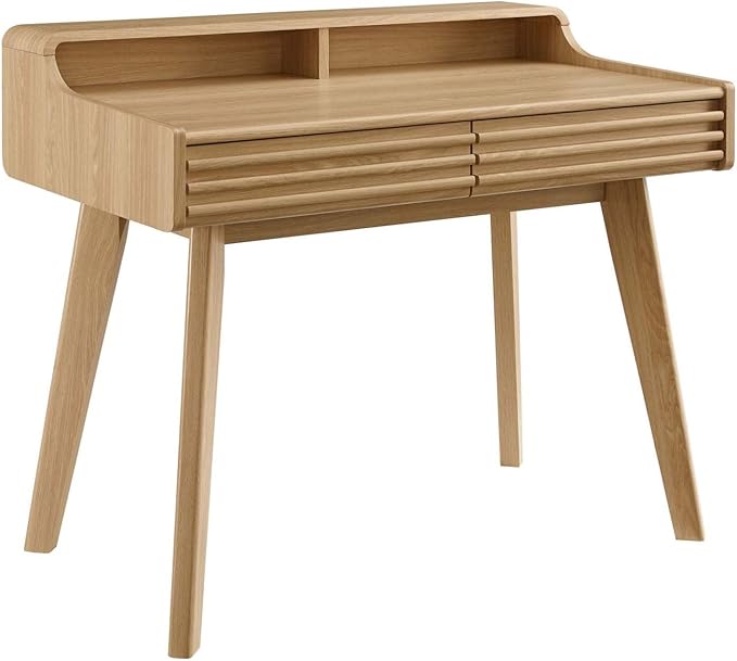 Modway Render Mid-Century Modern Office, Writing Desk, Oak - LeafyLoom