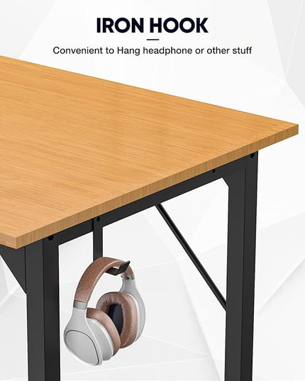 DUMOS 32 Inch Office Small Computer Desk Modern Simple Style Writing Study Work Table for Home Bedroom - Wood - LeafyLoom