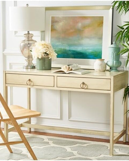 SAFAVIEH Home Collection Esther Antique White 2-Drawer Desk, Medium - LeafyLoom