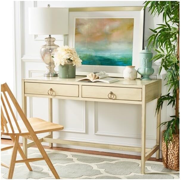 SAFAVIEH Home Collection Esther Antique White 2-Drawer Desk, Medium - LeafyLoom