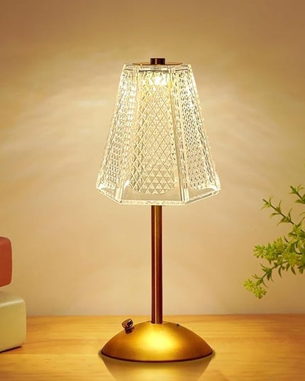 Cordless Metal Desk Lamp, Touch Sensor Control LED Table Lamp,3 Color Stepless Dimmable Battery Powered Lamp,Night Light for Kids Nursery,Bedroom/Desk/Cafe (Gold-2) - LeafyLoom