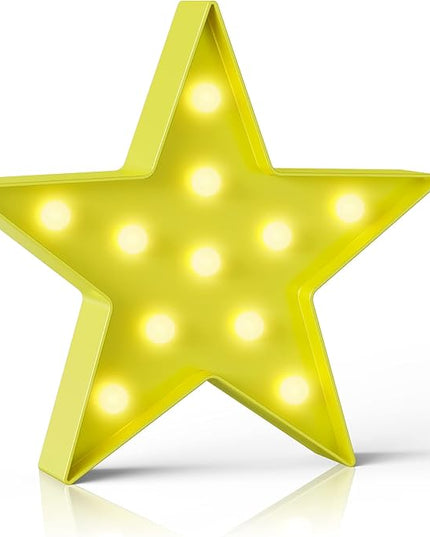 Yellow Star Birthday Party Decorations, Battery Powered Star Night Light for Kids, Kids Room Decor for Bedrooms, Baby Night Light, Toddler Room Decor, Kids Room Decor, Wall Decor for Bedroom - LeafyLoom