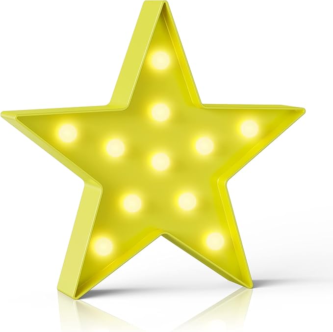 Yellow Star Birthday Party Decorations, Battery Powered Star Night Light for Kids, Kids Room Decor for Bedrooms, Baby Night Light, Toddler Room Decor, Kids Room Decor, Wall Decor for Bedroom - LeafyLoom