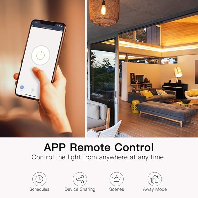 TREATLIFE Smart Light Switch Single Pole Works with Alexa, Google Home and SmartThings, 2.4GHz WiFi Timer Smart Switch, Neutral Wire Required, No Hub Required, FCC Listed, 4 Pack TREATLIFE