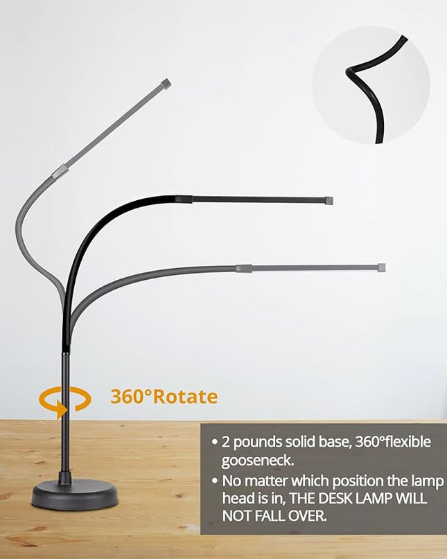 LED Desk Lamp, Swing Arm Architect Task Lamp with Long Flexible Gooseneck, 3 Color Modes, and USB Adapter, Dimmable Desk Light for Home/Office/Drafting/Reading/Piano - LeafyLoom
