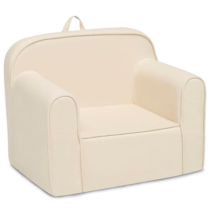Delta Children Cozee Chair -Foam Kids Chair for Ages 18 Months and Up, Oatmeal - LeafyLoom