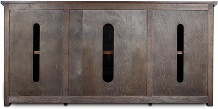 Leick Home 82350 Solid Wood Mission Oak Three Door TV Stand For 55" TVs Universal TV Console Living Room Storage Shelves Entertainment Center, Mission Oak - LeafyLoom