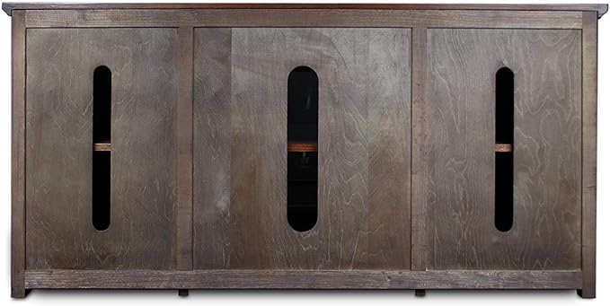 Leick Home 82350 Solid Wood Mission Oak Three Door TV Stand For 55" TVs Universal TV Console Living Room Storage Shelves Entertainment Center, Mission Oak - LeafyLoom