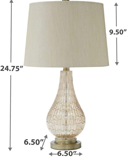Signature Design by Ashley Latoya Contemporary 25" Curved Glass Table Lamp, Champagne - LeafyLoom