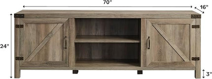Walker Edison Georgetown Modern Farmhouse Double Barn Door TV Stand for TVs up to 80 Inches, 70 Inch, Stone Grey - LeafyLoom