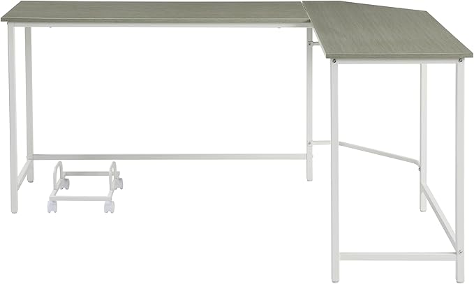 NicBex Kimberly-DW-00054-LWJ Home Office Desks, 66.5"x47.5"x30.5", Grey + White - LeafyLoom