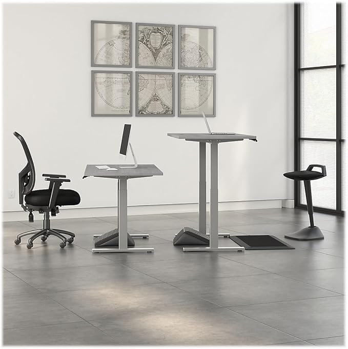 Bush Business Furniture Move 60 Series Electric Ergonomic Sit-Stand Computer Table for Home and Professional Office, 60W x 30D, Platinum Gray - LeafyLoom