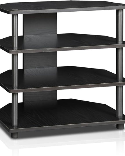 Furinno Turn-N-Tube Easy Assembly 4-Tier Petite Entertainment Center / TV Stand / TV Unit / TV Desk, Blackwood - LeafyLoom
