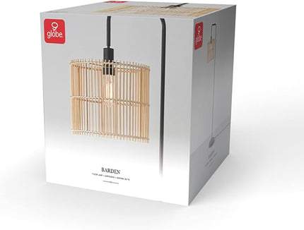 Globe Electric Barden 58" Floor Lamp, Matte Black, Bamboo Shade, On/Off Rotary Switch on Socket - LeafyLoom