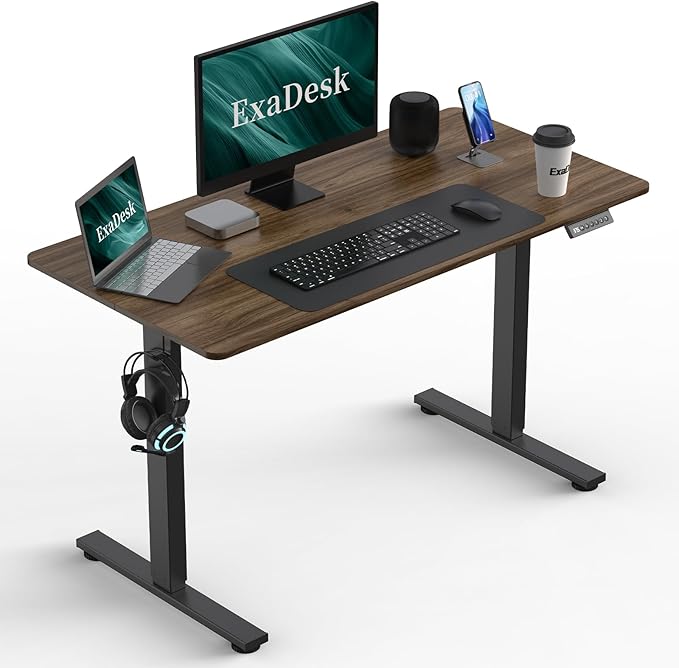 48 * 24 Inches Electric Standing Desk, Adjustable Height Sit Stand Up Desk with 3 Memory Presets, Motorized Home Office Computer Gaming Workstation Desk, Espresso - LeafyLoom