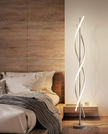 ADISUN 40W LED Floor Lamp Remote Control Dimmable Spiral Floor Lamp Indoor Lamp Floor Lamp for Living Rooms Family Rooms Bedrooms Offices Lighting (White) - LeafyLoom