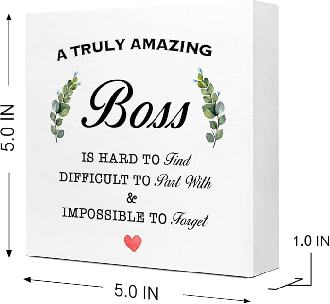 A Truly Amazing Boss is Hard to Find Wooden Sign Desk Decor,Inspirational Wood Block Sign Desk Decorations for Home Office Desk Shelf Table Decor,Best Boss Mentor Gifts - LeafyLoom