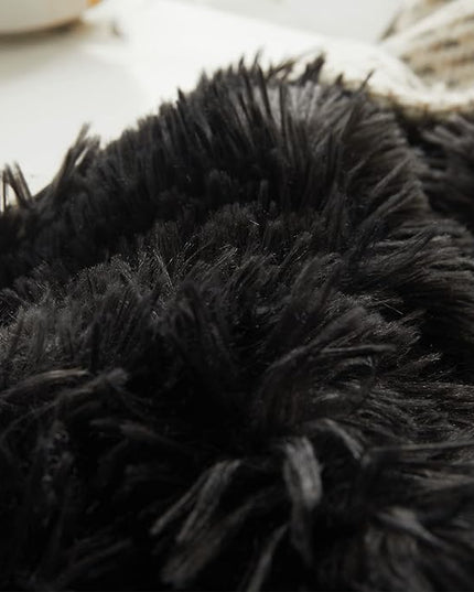 Tie dye Black Plush Fluffy Comforter Cover Set Queen - Ultra Soft Faux Fur tie dye Bedding Sets 3 Pieces (1 Shaggy Duvet Cover + 2 Pillow case) Black Fluffy Bed Set (Tie Dye Black, Queen) - LeafyLoom