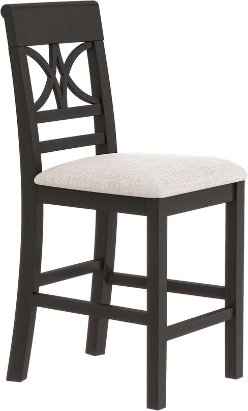 6-Piece Wood Counter Height Dining Table Set with Storage Shelf, Bench and 4 Chairs, for Kitchen, Living Room, Rustic Style, Espresso, 60" L x 30" W x 36" H - LeafyLoom