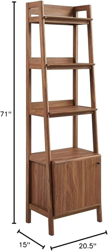 Modway 21" Bookshelf Display Case in Walnut - LeafyLoom