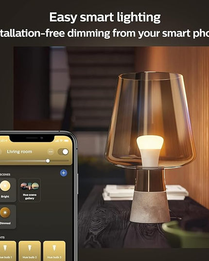 Philips Hue Smart 60W A19 LED Bulb - Soft Warm White Light - 4 Pack - 800LM - E26 - Indoor - Control with Hue App - Works with Alexa, Google Assistant and Apple Homekit PhilipsHue