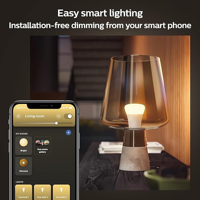 Philips Hue Smart 60W A19 LED Bulb - Soft Warm White Light - 4 Pack - 800LM - E26 - Indoor - Control with Hue App - Works with Alexa, Google Assistant and Apple Homekit PhilipsHue