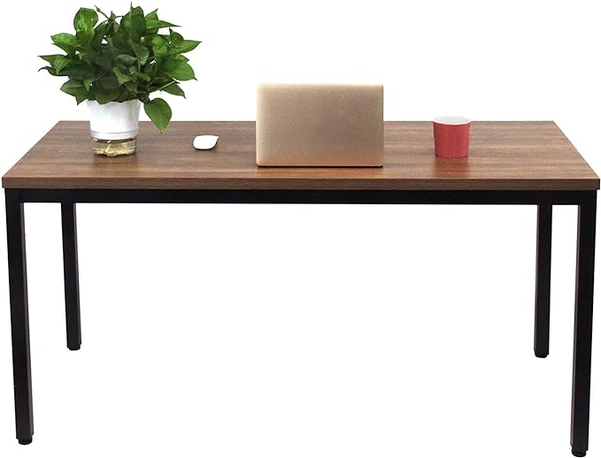 BIBOC 24X48 inches Computer Desk/Dining Table, Office Desk, Composite Wood Board Sturdy Writing Workstation for Home Office Walnut and Black Legs - LeafyLoom
