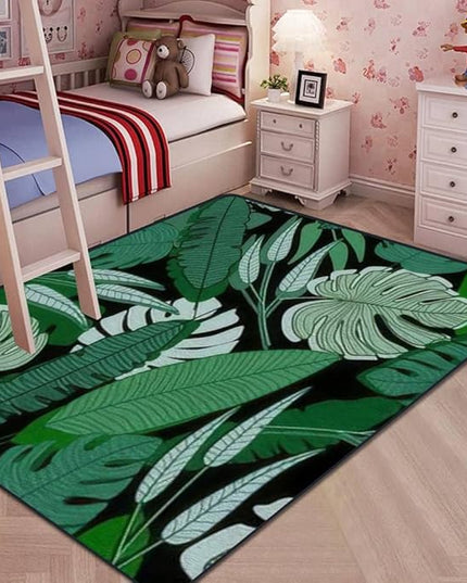 Soft Kids Play Area Rugs 3D Home Jungle Palm Leaf Seamless Ttropical Palm Leaves Design for Printing Plush Rugs Non Slip Shaggy Carpets for Kids' Bedroom Classroom Playroom Nursery Décor - LeafyLoom