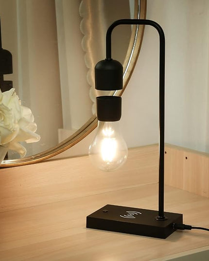 Floating Lamp with Wireless Phone Charger & LED Light Bulb Floating in The Air Freely Unique Magnetic Levitating Cloud Desk Lamp Home Decor & Gift for Friends Families - LeafyLoom