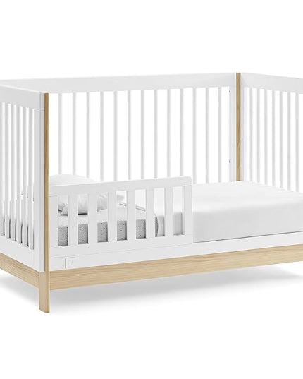 Delta Children babyGap Tate 4-in-1 Convertible Crib + Brannan Bear Bookcase with Bins + Brannan Bear Wall Shelf with 4 Hooks, Bianca White/Natural (Bundle) - LeafyLoom