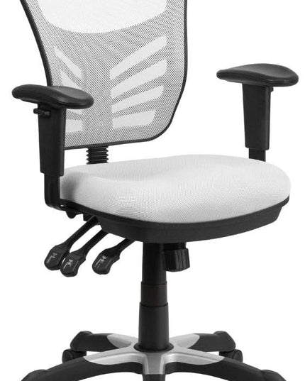 Flash Furniture Nicholas Mid-Back Swivel Office and Gaming Chair, Ergonomic Mesh Office Chair with Adjustable Lumbar Support and Height, White - LeafyLoom