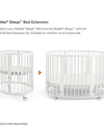 Stokke Sleepi Bed Extension, White - Convert Sleepi Mini Crib Into Sleepi Bed - Suitable for Children Up to 3 Years - Mattress Sold Separately - Extends Bed to 50 Inches - LeafyLoom