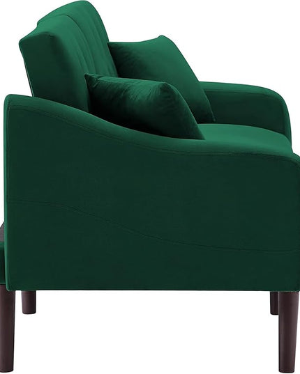 Mid-Century Modern Tufted Loveseat Sofa Adjusting Backrest Small Comfy Couch Living Room Furniture Sets for Bedroom Apartment,Home Office, Sofá, Green-2 - LeafyLoom