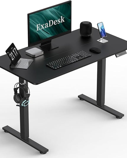40 * 24 Inches Electric Standing Desk, Adjustable Height Sit Stand Up Desk with 3 Memory Presets, Motorized Home Office Computer Gaming Workstation Desk, Classical Black - LeafyLoom