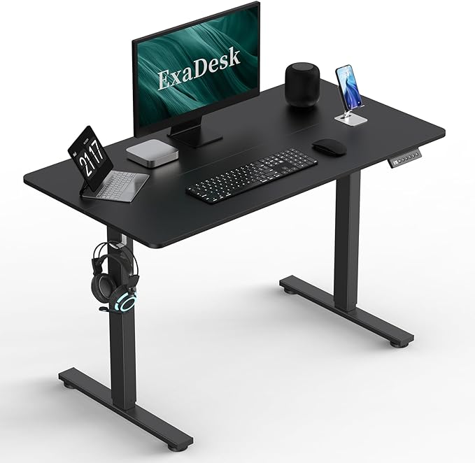 40 * 24 Inches Electric Standing Desk, Adjustable Height Sit Stand Up Desk with 3 Memory Presets, Motorized Home Office Computer Gaming Workstation Desk, Classical Black - LeafyLoom