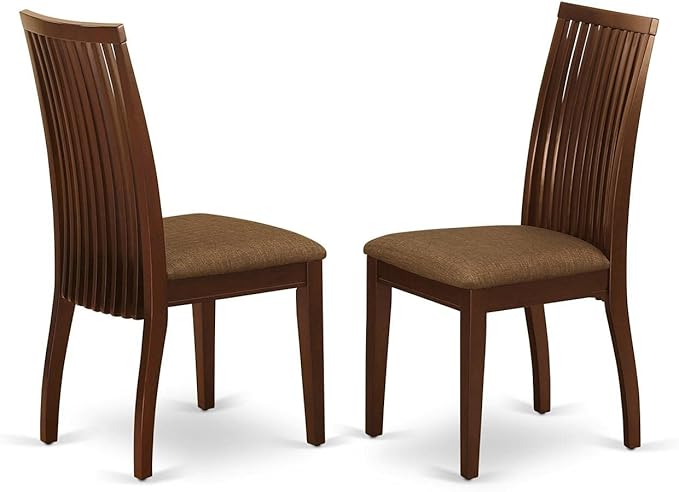 East West Furniture Monza 3 Piece Room Furniture Set Contains a Rectangle Kitchen Table with Dropleaf and 2 Linen Fabric Upholstered Dining Chairs, 36x54 Inch, Mahogany - LeafyLoom