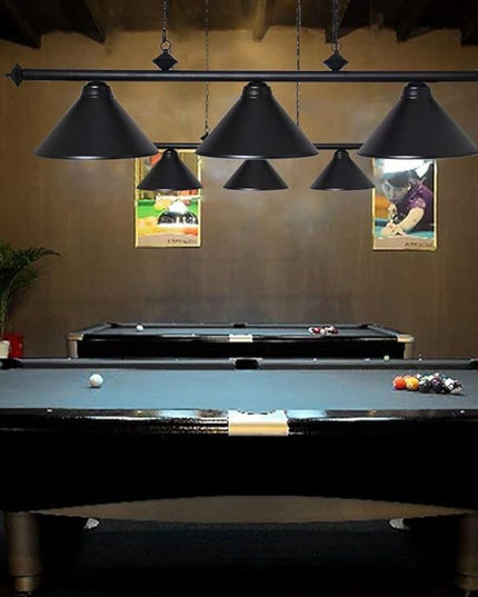Wellmet 3 Light Pool Table Light, Vintage Retro Kitchen Island Pendant Light with Matte Black Shade, Modern Industrial Chandelier - LeafyLoom