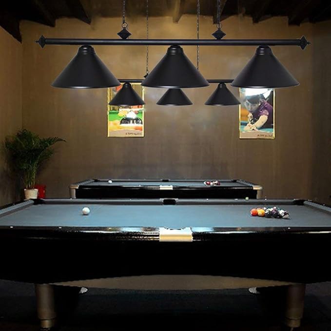 Wellmet 3 Light Pool Table Light, Vintage Retro Kitchen Island Pendant Light with Matte Black Shade, Modern Industrial Chandelier - LeafyLoom