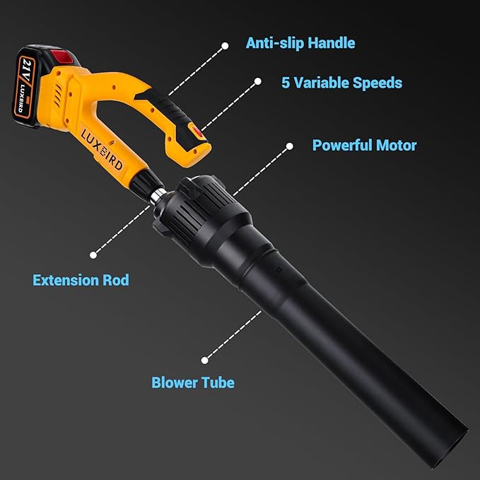 Leaf Blower Cordless with 2X 4.0Ah Batteries Powered, 150 MPH, 5 Variable Speed, Lightweight Electric Leaf Blower for Lawn Care, Snow, Gifts, Garage, Rooftop - LeafyLoom