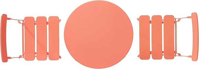 Crosley Furniture CF7390-CO Karlee Retro Metal Indoor/Outdoor 3-Piece Bistro Set with Table and 2 Chairs, Coral - LeafyLoom