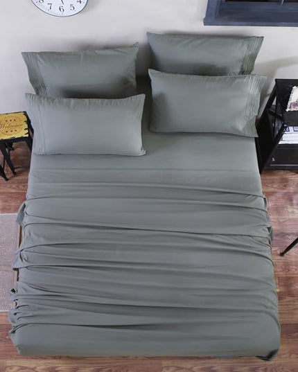 SONORO KATE Bed Sheet Set Super Soft Microfiber 1800 Thread Count Luxury Egyptian Sheets 18-Inch Deep Pocket，Wrinkle and Hypoallergenic-6 Piece (Dark Grey, Twin XL-6 Piece) - LeafyLoom