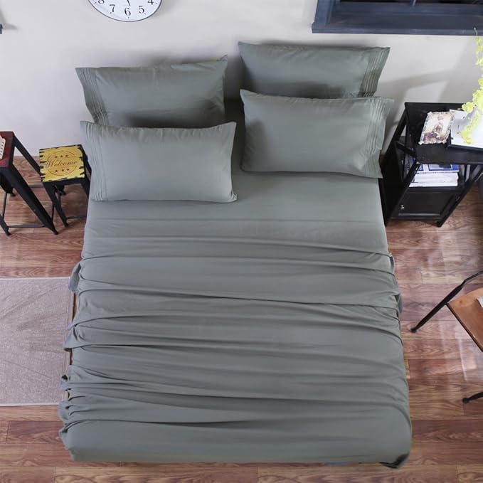 SONORO KATE Bed Sheet Set Super Soft Microfiber 1800 Thread Count Luxury Egyptian Sheets 18-Inch Deep Pocket，Wrinkle and Hypoallergenic-6 Piece (Dark Grey, Twin XL-6 Piece) - LeafyLoom
