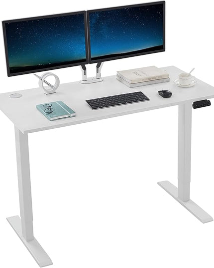 Sunon Sit Laptop Computer Writing Workstations with 3 Pre-Set and USB Port 48" for Home Office Smart Advanced Standing Desk, White - LeafyLoom