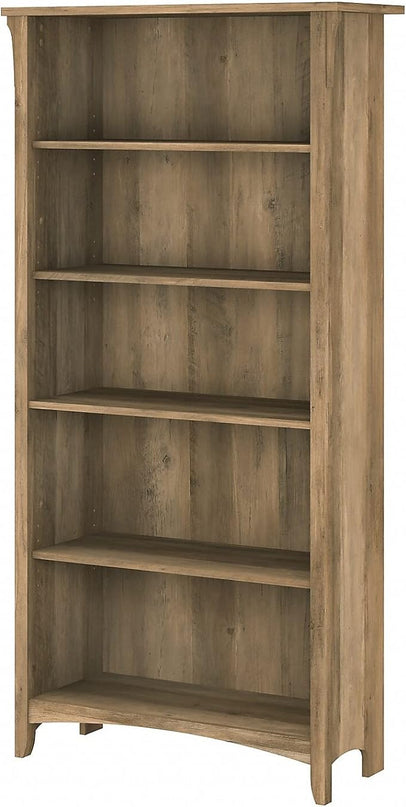 Bush Furniture Salinas Tall 5 Shelf Bookcase in Reclaimed Pine - LeafyLoom