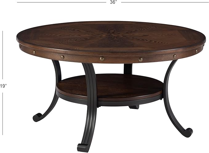 Powell Furniture Franklin Cocktail Table, Small, Multicolor,Brown/Black - LeafyLoom