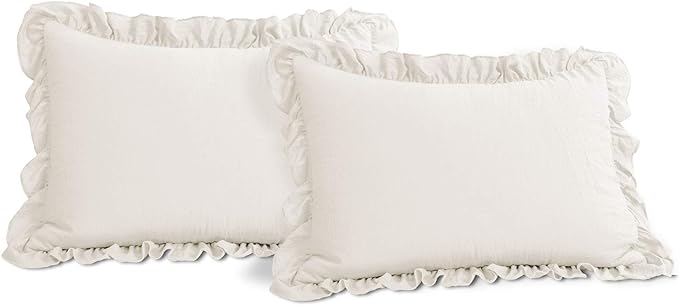 Lush Decor Reyna Ruffle Comforter Set - 3 Piece Cozy Ruffled Bedding Set - Timeless Elegance and Comfort for Bedroom - California King, White - LeafyLoom