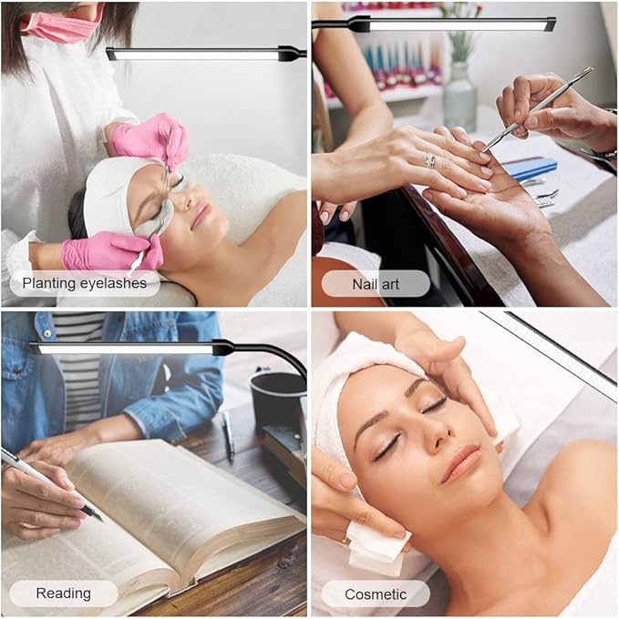 Bright LED Floor Lamp Adjustable Gooseneck Standing Eyelash Light for Eyelash Extensions Facial Spa Salon Makeup Task Reading lamp - LeafyLoom