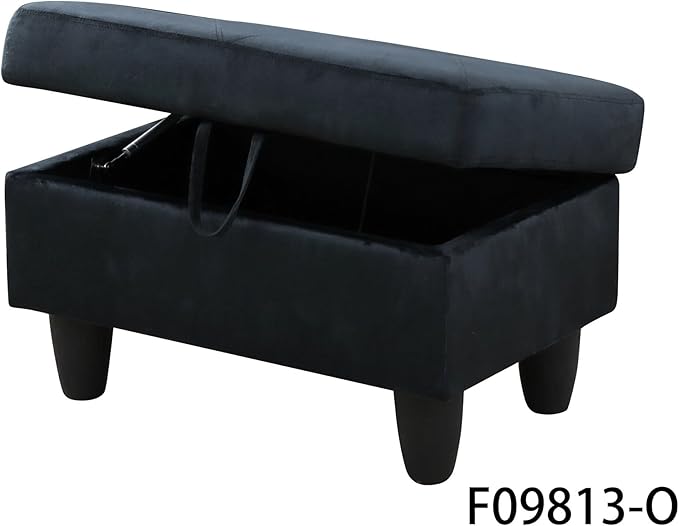 L-Shaped Sectional Couches with 66.5'' Chaise Lounge & Storage Ottoman Modular Room Sofas for Home Office Apartment, Large Living Furniture, 97'' Left Hand Facing, Midnight Blue Microfiber - LeafyLoom