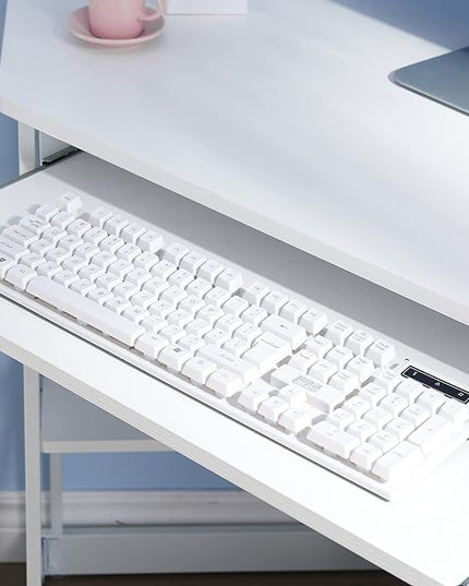 VECELO Corner Computer Desk 41 x 30 inches with Smooth Keyboard & Storage Shelves for Home Office Workstation, White - LeafyLoom